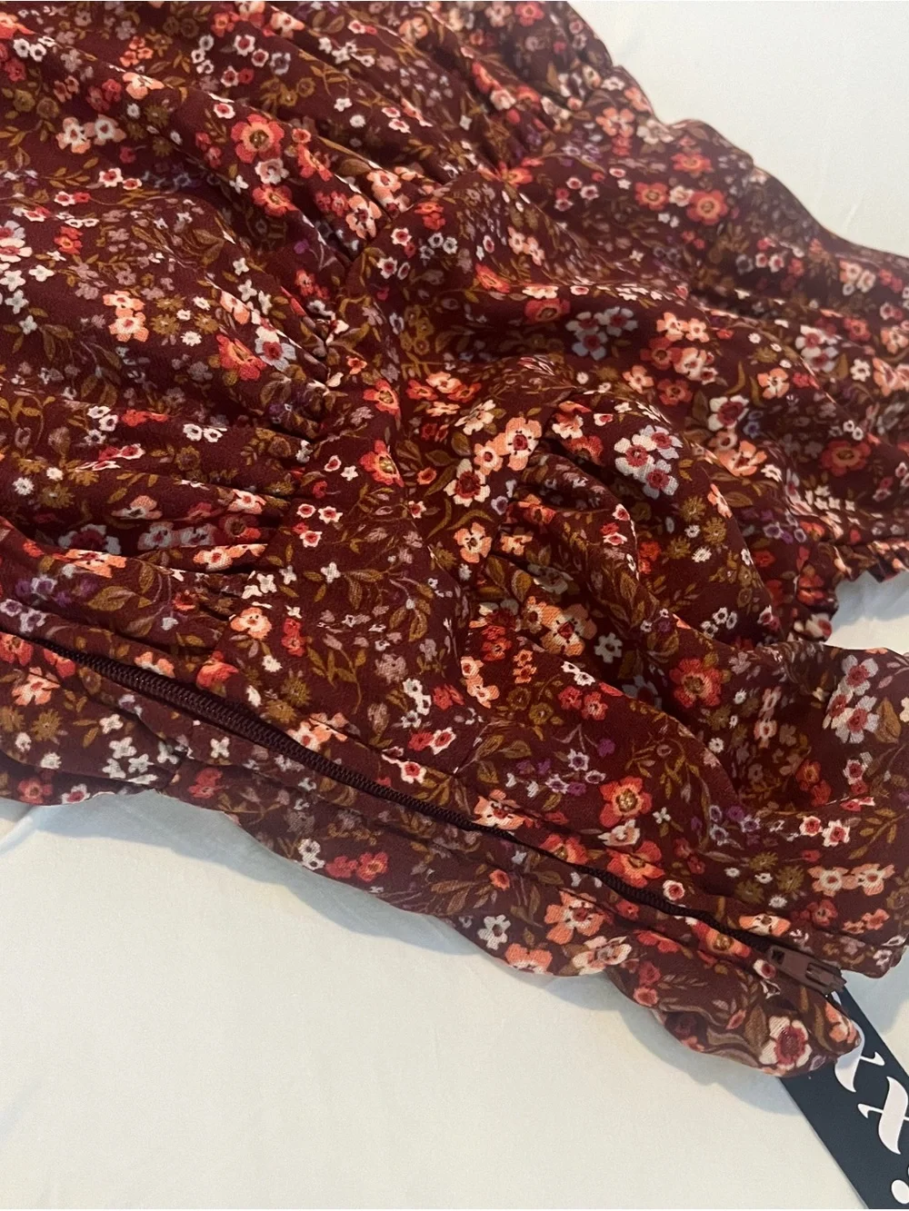 Trixxi NWT Rust Floral Tiered Midi Dress Spaghetti Strap - Picture 10 of 12
